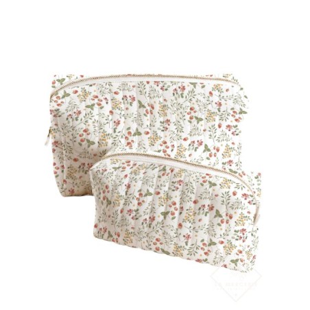 Panneau de tissu – Duo de trousses de toilette “Fraises des bois” – coton Oeko-tex® 153g/m²