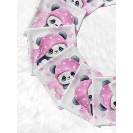 Panneau Lingettes tissu Panda Dans Les Nuages Rose– 10 lingettes lavables réutilisables bébé – coton Oeko-Tex couture facile