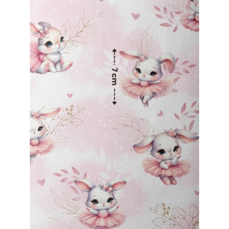 Tissu coton imprimé pour enfants Ballerine Bunny - Certifié Oeko-Tex®