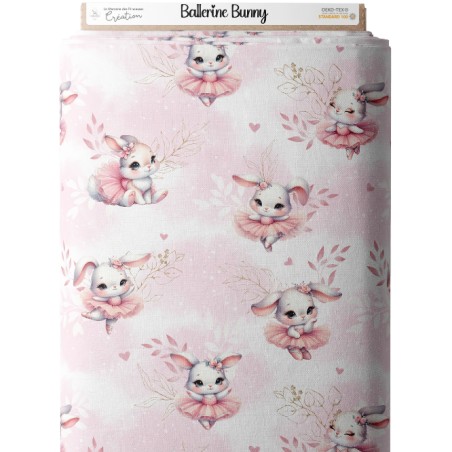 Tissu coton imprimé pour enfants Ballerine Bunny - Certifié Oeko-Tex®