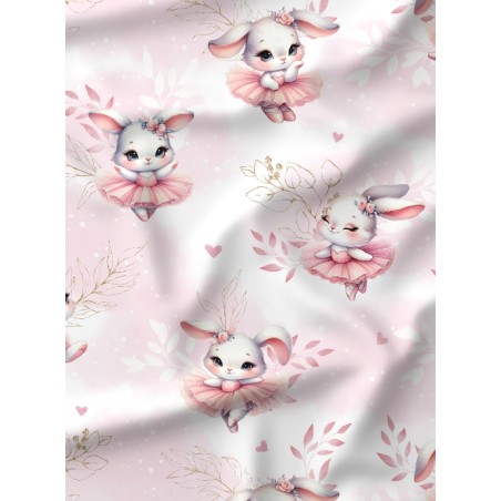 Tissu coton imprimé pour enfants Ballerine Bunny - Certifié Oeko-Tex®