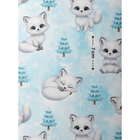 Tissu coton imprimé pour enfants Bébé Renard Blanc Polaire - Certifié Oeko-Tex®