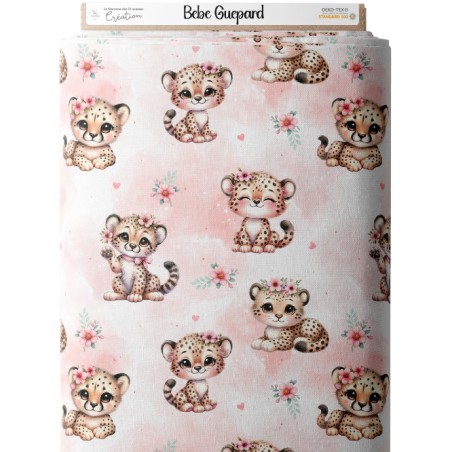 Tissu coton imprimé pour enfants Bébé Guépard - Certifié Oeko-Tex®