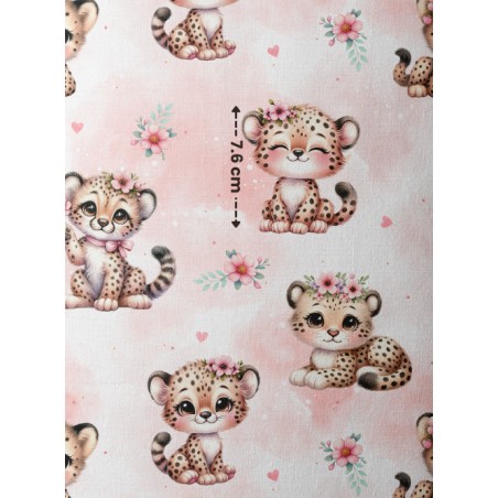 Tissu coton imprimé pour enfants Bébé Guépard - Certifié Oeko-Tex®