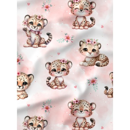Tissu coton imprimé pour enfants Bébé Guépard - Certifié Oeko-Tex®