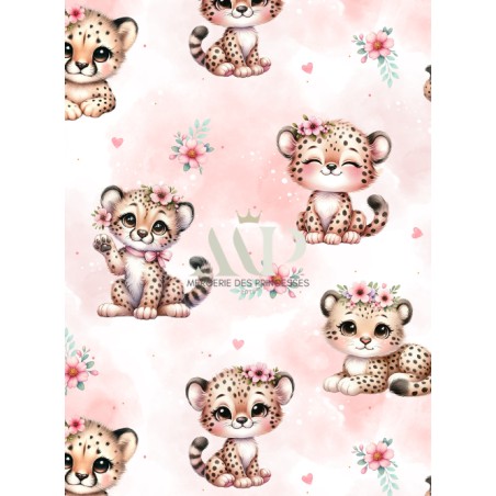 Tissu coton imprimé pour enfants Bébé Guépard - Certifié Oeko-Tex®