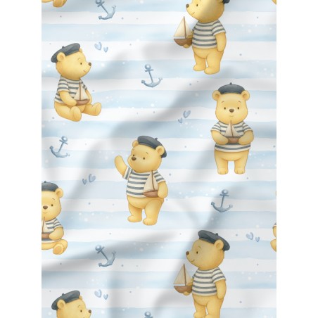 Tissu coton imprimé pour enfants Ours Marin - Certifié Oeko-Tex®