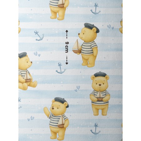 Tissu coton imprimé pour enfants Ours Marin - Certifié Oeko-Tex®