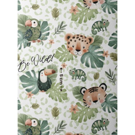 Tissu coton imprimé pour enfants Animaux De La Jungle - Certifié Oeko-Tex®