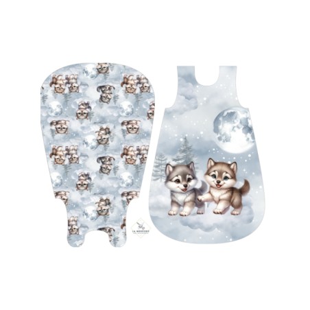 Coupon gigoteuse Baby Wolf – tissu coton Oeko-Tex – kit couture facile, cadeau naissance, couture DIY