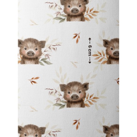Tissu coton imprimé pour enfants Petit Marcassin Des Bois - Certifié Oeko-Tex®