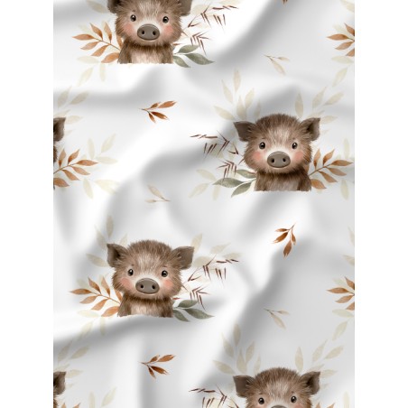 Tissu coton imprimé pour enfants Petit Marcassin Des Bois - Certifié Oeko-Tex®