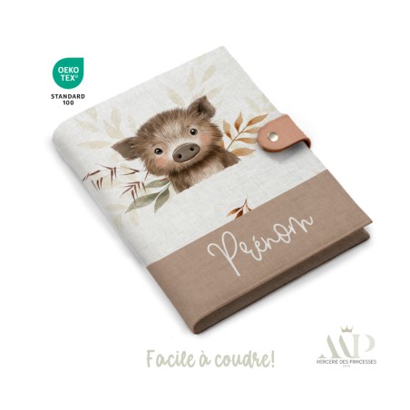 Panneau de couture Protège Carnet de Santé - Motif Petit Marcassin Des Bois -  DIY - Tissu Patron pour création naissance