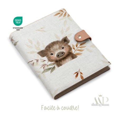 Panneau de couture Protège Carnet de Santé - Motif Petit Marcassin Des Bois -  DIY - Tissu Patron pour création naissance