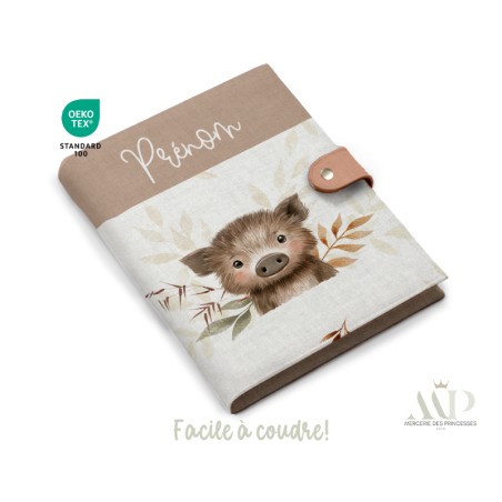 Panneau de couture Protège Carnet de Santé - Motif Petit Marcassin Des Bois -  DIY - Tissu Patron pour création naissance