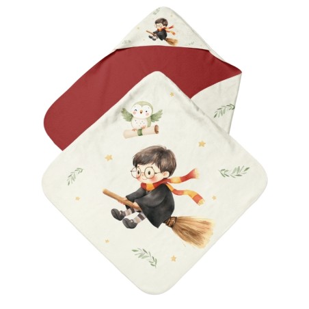 Coupon cape de bain Petit Sorcier + 8 lingettes lavables – Oeko-Tex – kit couture facile, cadeau naissance