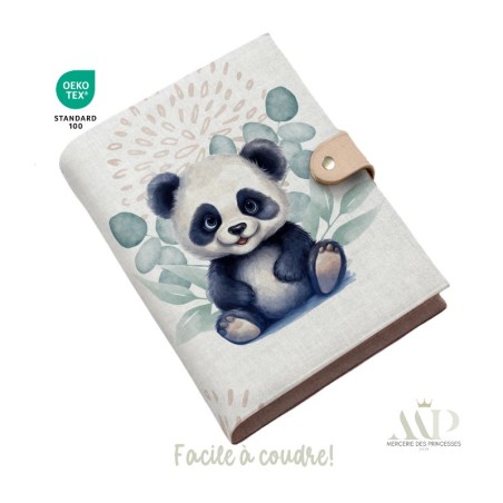 Panneau de couture Protège Carnet de Santé - Motif Panda Joyeux -  DIY - Tissu Patron pour création naissance