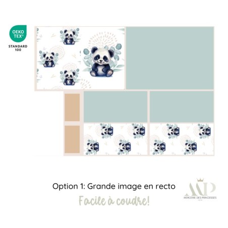 Panneau de couture Protège Carnet de Santé - Motif Panda Joyeux -  DIY - Tissu Patron pour création naissance