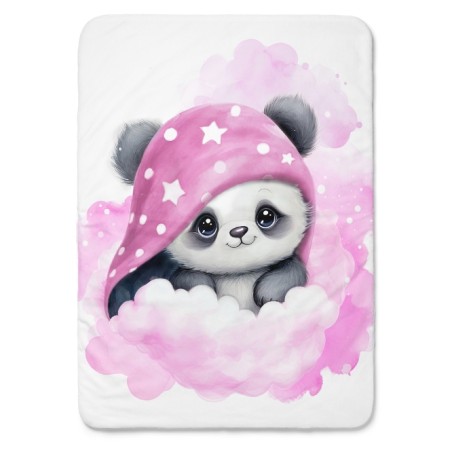 Panneau Panda Dans Les Nuages Rose pour couverture à réaliser soi-même- Certifié Oeko-Tex®