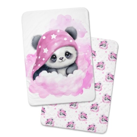 Panneau Panda Dans Les Nuages Rose pour couverture à réaliser soi-même- Certifié Oeko-Tex®