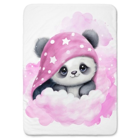 Panneau Panda Dans Les Nuages Rose pour couverture à réaliser soi-même- Certifié Oeko-Tex®