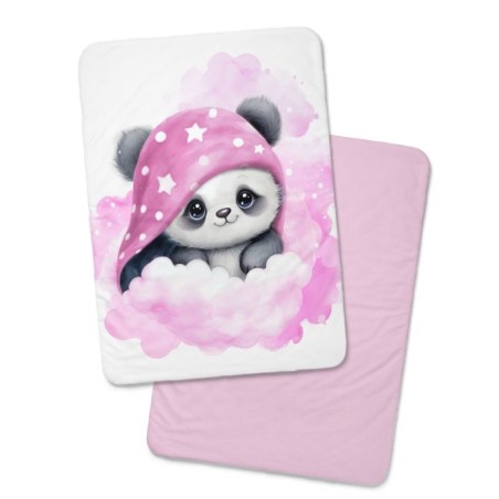 Panneau Panda Dans Les Nuages Rose pour couverture à réaliser soi-même- Certifié Oeko-Tex®