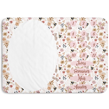 Tapis étape fleurs sauvages roses Boho