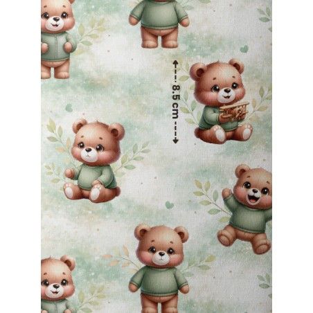 Tissu coton imprimé pour enfants Ourson Mignon - Certifié Oeko-Tex®