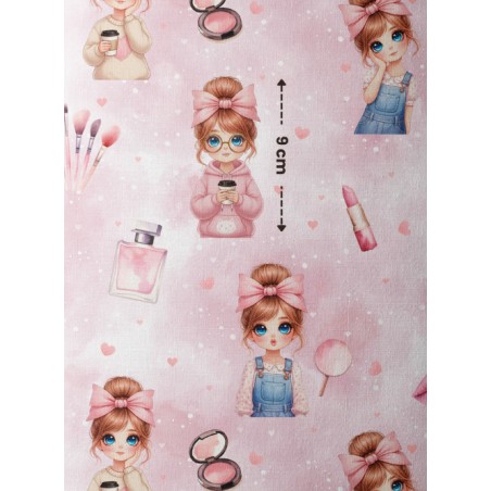 Tissu coton imprimé pour enfants Girly Rose - Certifié Oeko-Tex®