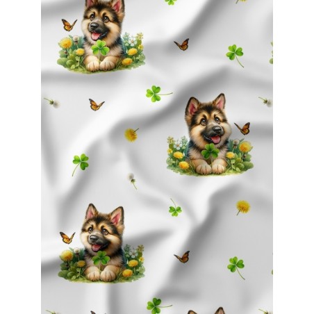 Tissu "Petit Berger" – Motif chiot- Certifié Oeko-Tex®