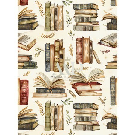 Tissu coton imprimé Livres - Certifié Oeko-Tex®