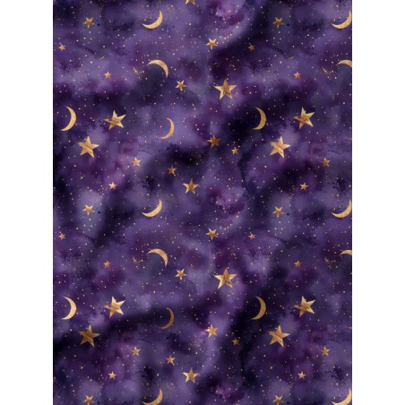 Tissu coton imprimé Nuit Etoilée - Certifié Oeko-Tex®