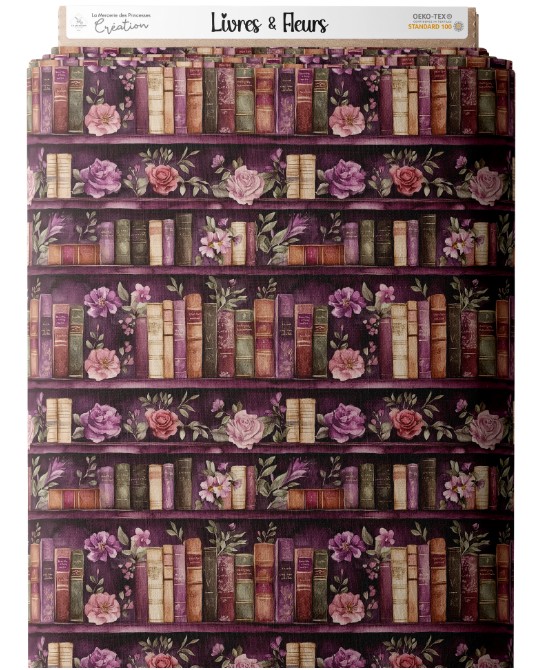 Tissu coton imprimé Livres...
