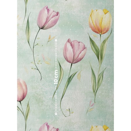 Tissu coton imprimé Fleurs Tulipes - Certifié Oeko-Tex®