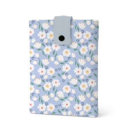 Tissu coton imprimé Fleurs Bloomie – Bleu Céleste - Certifié Oeko-Tex®