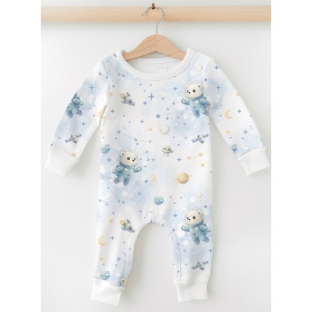 Tissu "Ourson astronaute blanc" – Motif ours- Certifié Oeko-Tex®