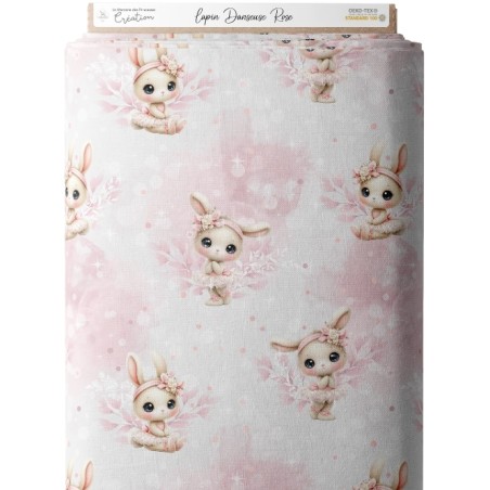 Tissu "Lapin danseuse rose" – Motif Lapin- Certifié Oeko-Tex®