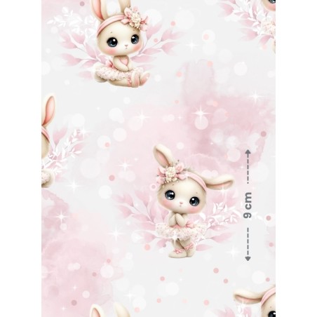 Tissu "Lapin danseuse rose" – Motif Lapin- Certifié Oeko-Tex®