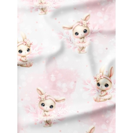 Tissu "Lapin danseuse rose" – Motif Lapin- Certifié Oeko-Tex®