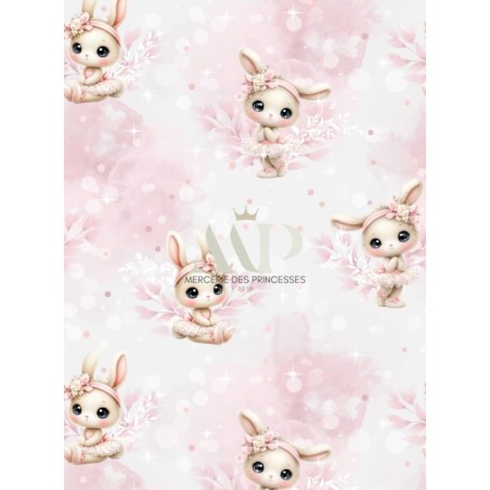 Tissu "Lapin danseuse rose" – Motif Lapin- Certifié Oeko-Tex®