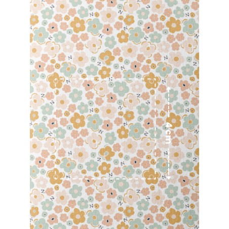 Tissu coton imprimé Fleurs Bloomie – Amande & Sauge - Certifié Oeko-Tex®