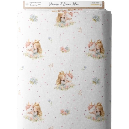 Tissu "Princesse et Licorne" - Certifié Oeko-Tex®