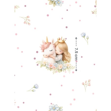 Tissu "Princesse et Licorne" - Certifié Oeko-Tex®
