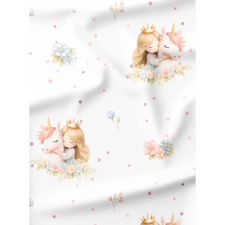 Tissu "Princesse et Licorne" - Certifié Oeko-Tex®