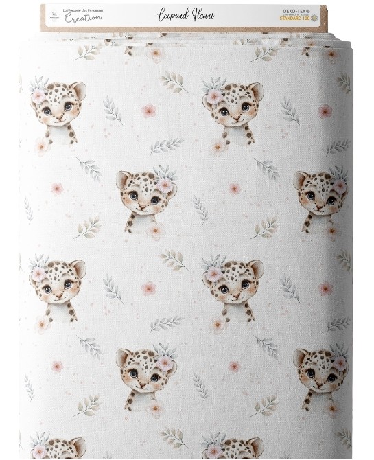 Tissu "Leopard Fleuri" -...