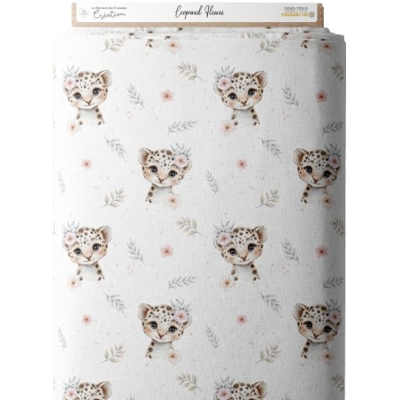 Tissu "Leopard Fleuri" - Certifié Oeko-Tex®