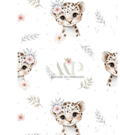 Tissu "Leopard Fleuri" - Certifié Oeko-Tex®