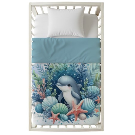 Coupon couverture Dauphin – Oeko-Tex – 75x100, 100x150 ou 150x200 cm – couture facile, cadeau naissance