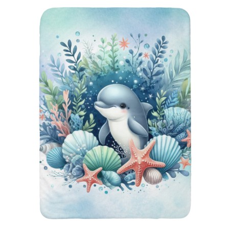 Coupon couverture Dauphin – Oeko-Tex – 75x100, 100x150 ou 150x200 cm – couture facile, cadeau naissance