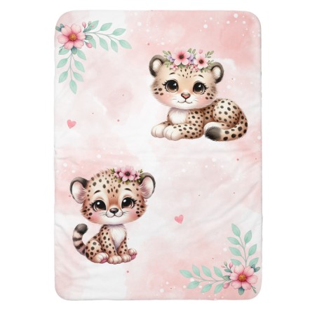 Coupon couverture Bébé Guépard – Oeko-Tex – 75x100, 100x150 ou 150x200 cm – couture facile, cadeau naissance